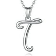 thumbnail image 1 of EUDORA Sterling Silver T Initial Necklaces, Script Letter Alphabet Pendant Jewelry Gift for Women, Girls, 18 inch Chain, 1 of 9
