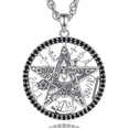 thumbnail image 1 of EUDORA Tetragrammaton Amuleto de Proteccion Plata 925 Silver for Women Mens, Pentagram Jewelry Pentacle Tetragrammaton Amulate Talisman Witchy Gifts for Pagan, 24" Chain, 1 of 9