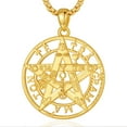 thumbnail image 1 of EUDORA Tetragrammaton Necklace Amuleto de Proteccion 18K Gold Sterling Silver Pentagram Necklace for Mens Pentacle Jewelry Witchy Gifts for Men Women Pagan Talisman, 24" Cord, 1 of 10