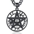 thumbnail image 1 of EUDORA Tetragrammaton Necklace Amuleto de Proteccion Punk Black Plated Sterling Silver Pentagram Necklace for Mens Pentacle Jewelry Witchy Gifts for Men Women Pagan Talisman, 24" Cord, 1 of 8