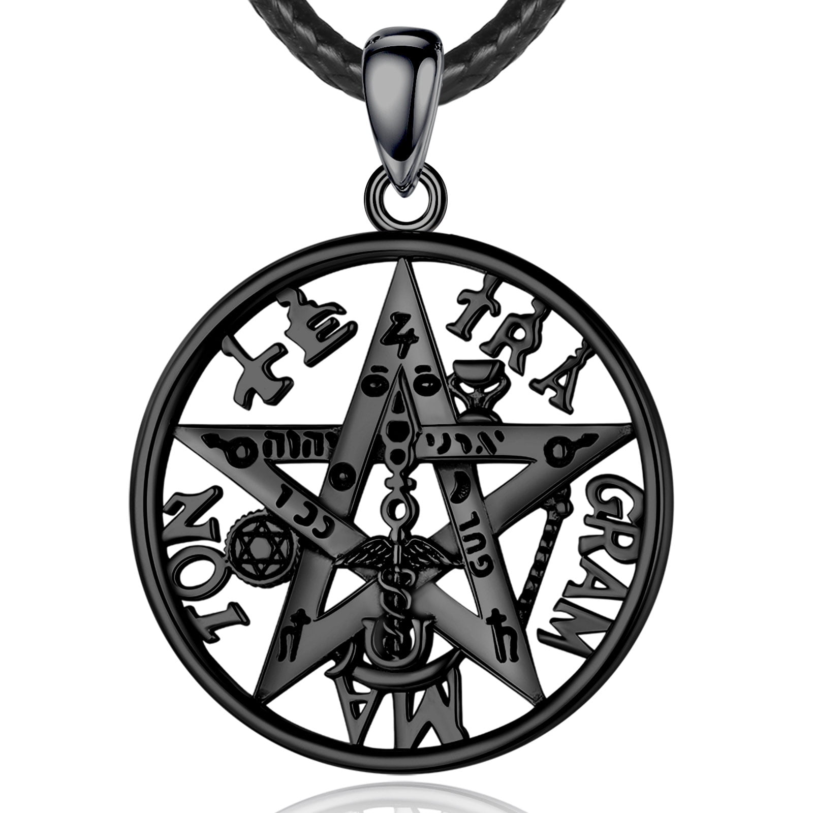 Talisman Rope EUDORA Tetragrammaton Necklace Amuleto de Proteccion Punk Black Plated ...