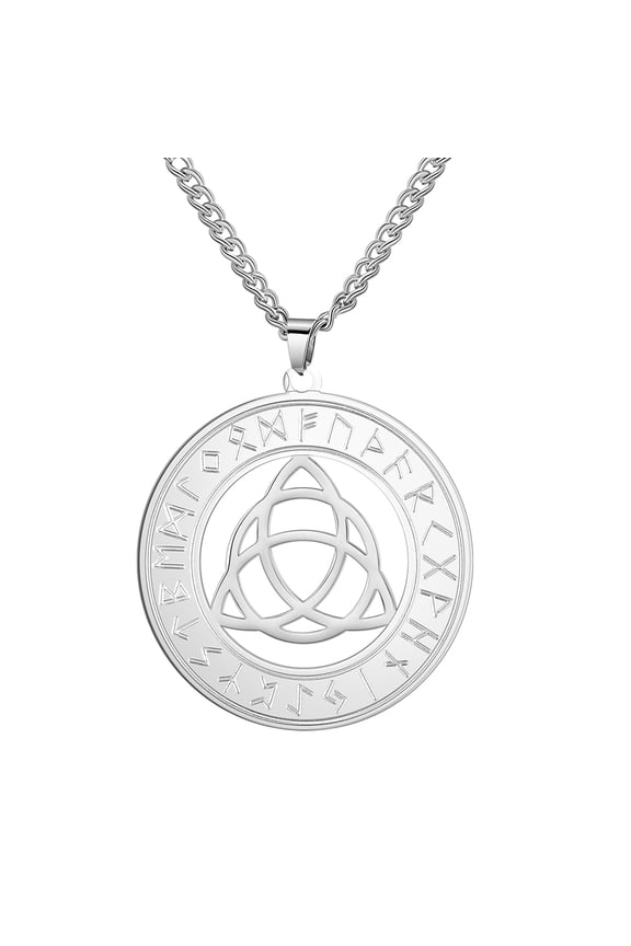 Celtic Trinity Rune Pendant Necklace Stainless Steel Jewelry Silver