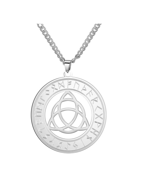 Celtic Trinity Rune Pendant Necklace Stainless Steel Jewelry Silver