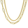 thumbnail image 1 of EUEAVAN Double Layer Stainless Steel Chain Combination Necklace Gold, 1 of 6
