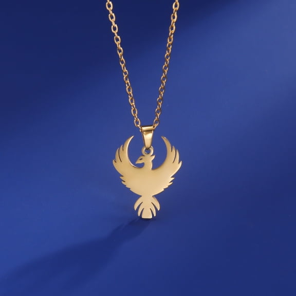EUEAVAN Gold Phoenix Bird Pendant Necklace Stainless Steel Jewelry