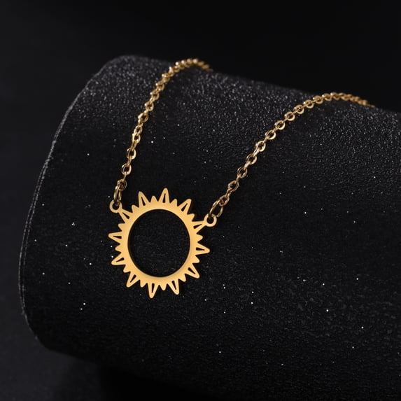 EUEAVAN Gold Sun Pendant Necklace Stainless Steel Jewelry