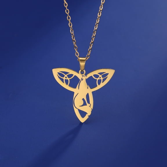 EUEAVAN Gold Trinity Wolf Pendant Necklace Stainless Steel Jewelry