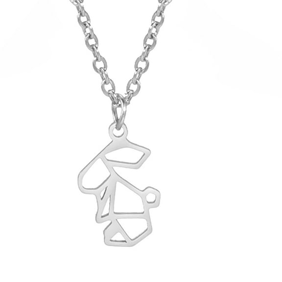 EUEAVAN Mini Geometric Rabbit Silver Color Pendant Necklace Stainless Steel Women's Jewelry