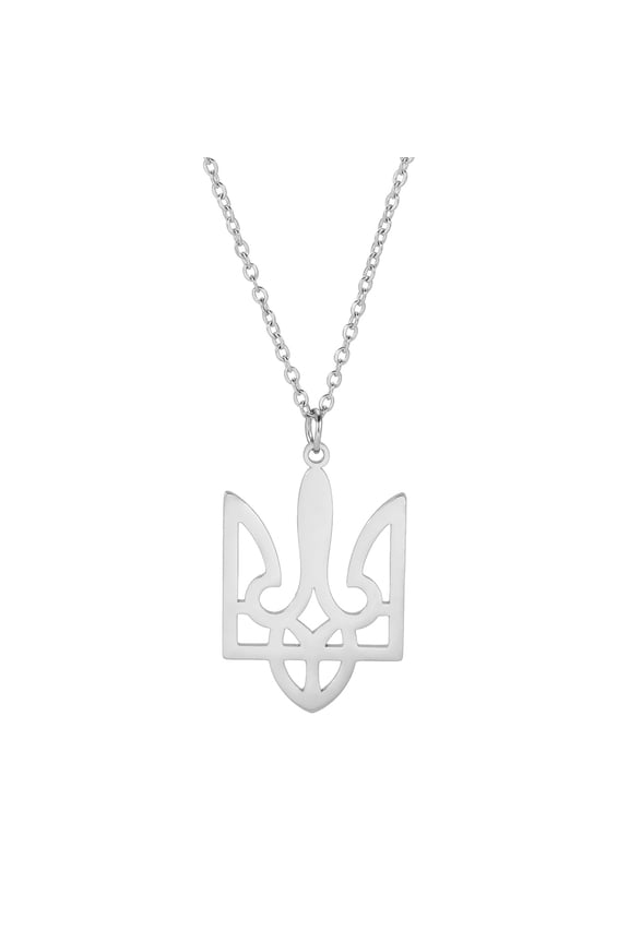 National Symbols Of Ukraine Pendant Necklace Stainless Steel Trident Jewelry Silver