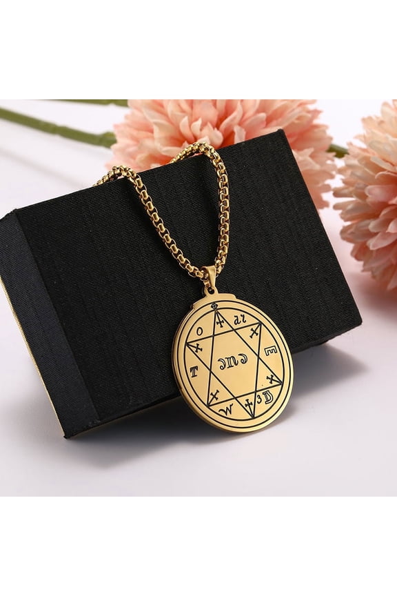 Pentacle of Jupiter Seal of Solomon Amulet Hexagram Stainless Steel Necklace