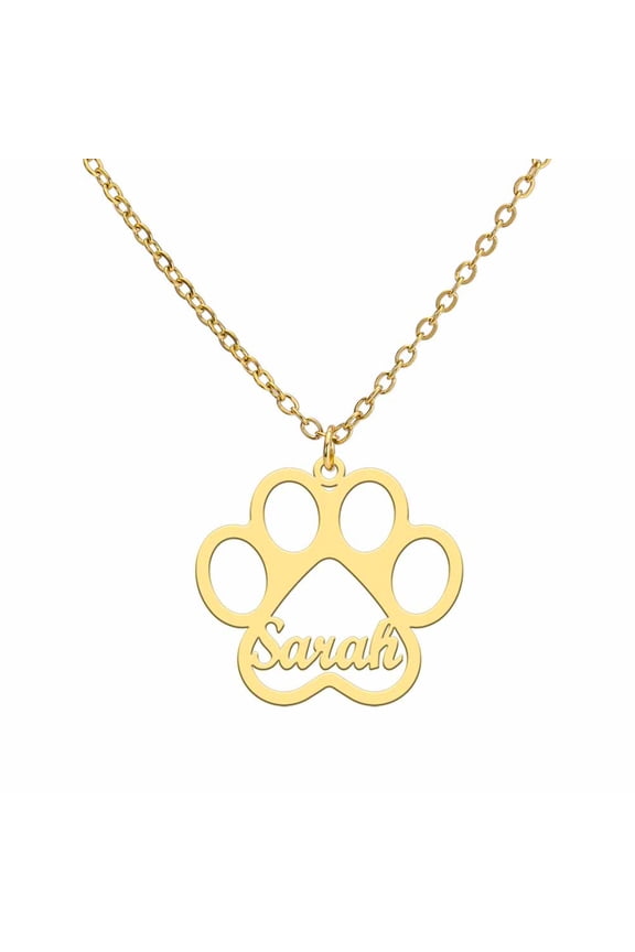 Personalized Name Dog Claw Pendant Necklace 18K Gold Plated Stainless Steel Custom Nameplate Pendant Necklaces Jewelry