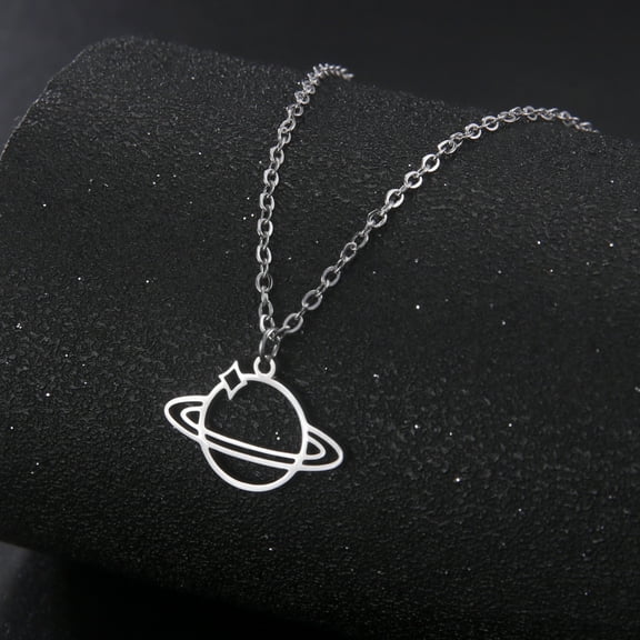 EUEAVAN Silver Planet Pendant Necklace Stainless Steel Jewelry
