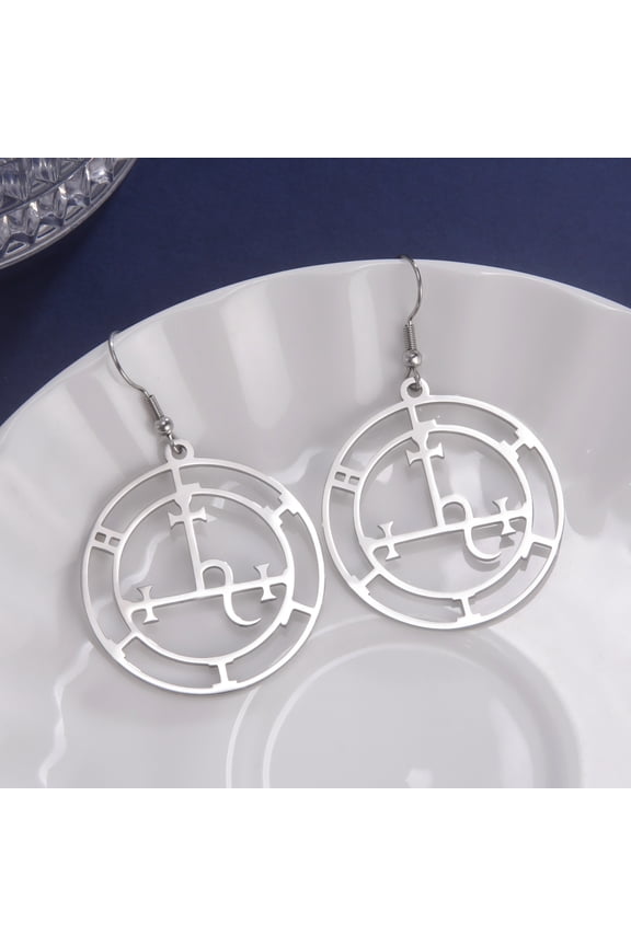 Silver Sigil of Lilith Earrings Pagan Seal Mythology Wiccan Amulet Witchcraft Magickal