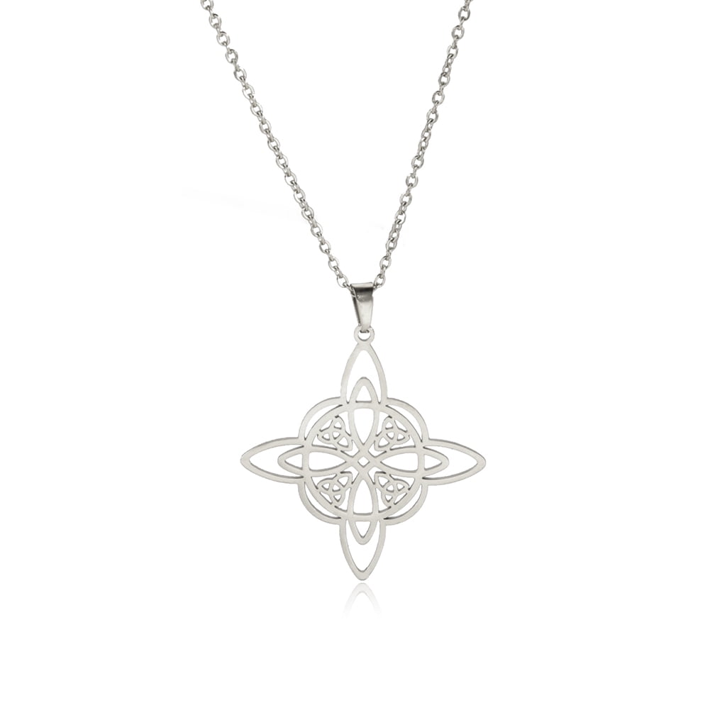 EUEAVAN Silver Witches Knot Necklace, Stainless Steel, Pendant Amulet ...