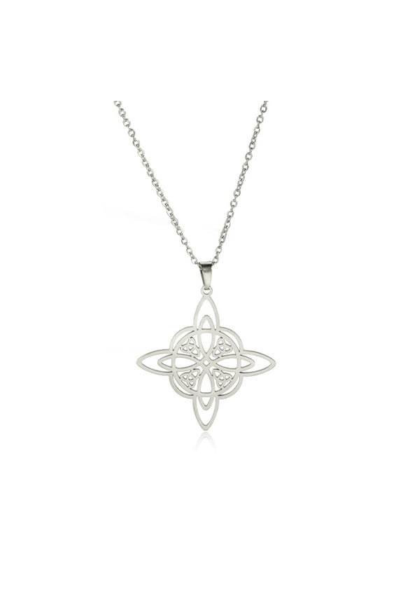 Silver Witches Knot Necklace Stainless Steel Celtics Magic Knot Amulet Jewelry Gift