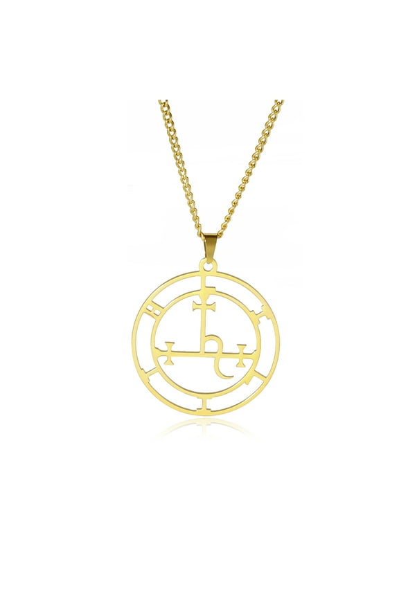 Stainless Steel Demon Seal Necklace Sigil of Lilith Solomon Magic Pendant Jewery Gold