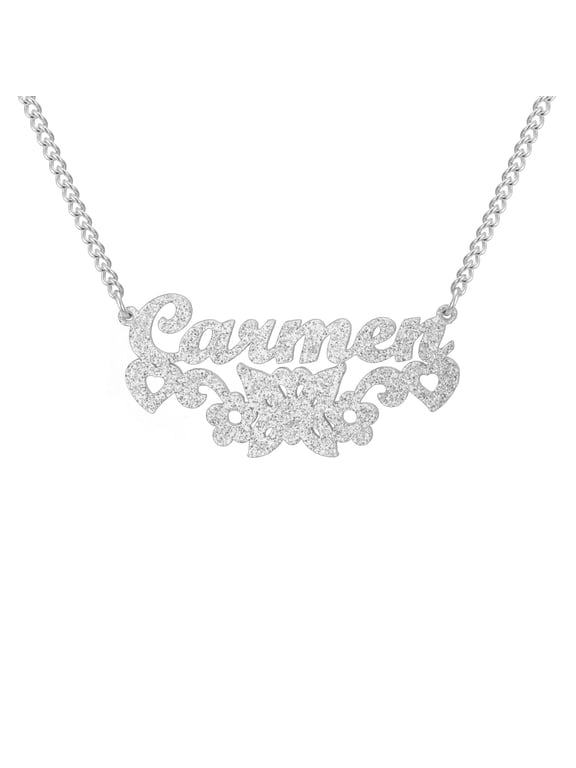 Steel Personalized Custom Name Frosted Necklace Bling Name Stainless Steel Jewelry