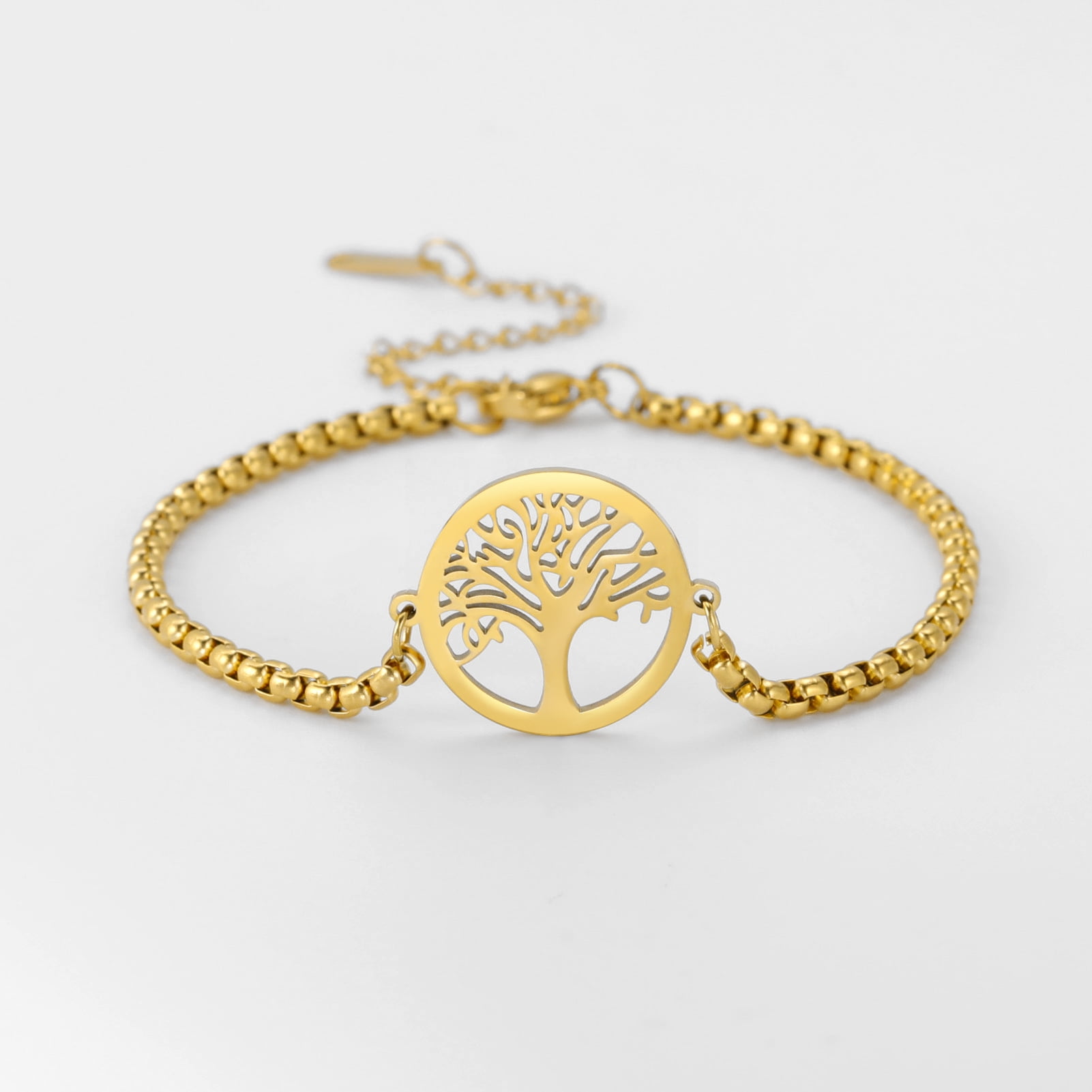 EUEAVAN Vintage Tree of Life Charms Bracelet Women Gold Color Stainless ...
