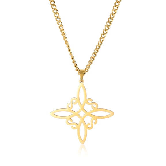 EUEAVAN Witch Knot Gold Necklace Witchcraft Stainless Steel Necklaces Amulet Jewelry Gift for Women