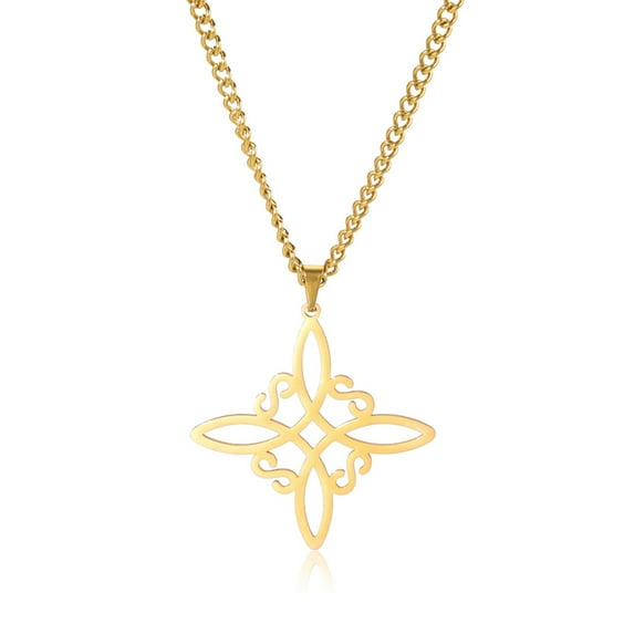 EUEAVAN Witch Knot Gold Necklace Witchcraft Stainless Steel Necklaces Amulet Jewelry Gift for Women