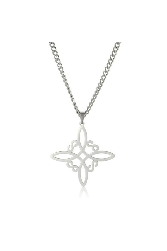 Witch Knot Silver Necklace Witchcraft Stainless Steel Necklaces Amulet Jewelry Gift for Women