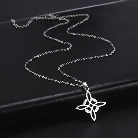 EUEAVAN Witch Knot Silver Pendant Necklace Stainless Steel Amulet Jewelry Gift for Women