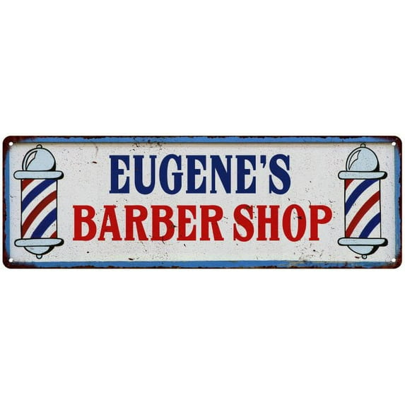 EUGENE'S Barber Shop Hair Salon Metal Sign Retro 6x18 106180031165