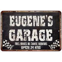 EUGENE'S Garage Black Grunge Sign 8 x 12 High Gloss Metal 208120005280