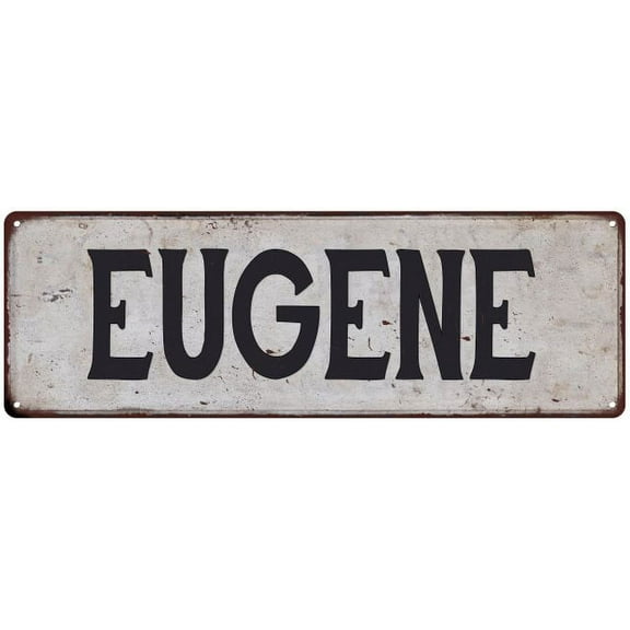 EUGENE Vintage Look Rustic Metal 6x18 Sign City State 206180041054