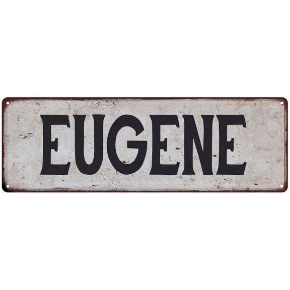 EUGENE Vintage Look Rustic Metal City State Sign 6 x 18 High Gloss Metal 206180041054