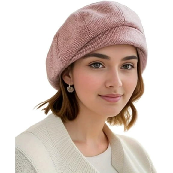 Women Retro Houndstooth Beret Hat Newsboy Caps Fashion Winter Knitted Wool French Style Painter Hats