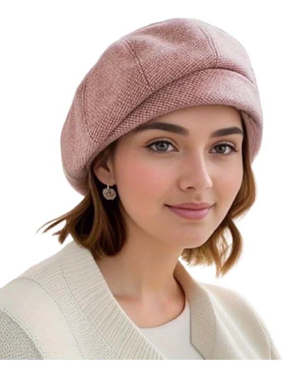 Women Retro Houndstooth Beret Hat Newsboy Caps Fashion Winter Knitted Wool French Style Painter Hats
