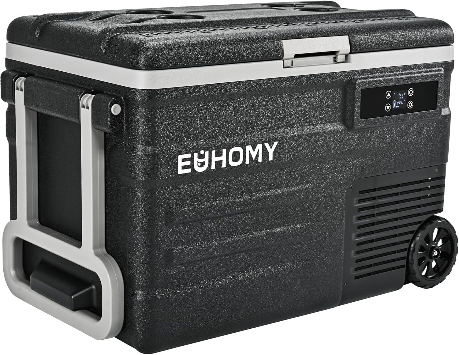 EUHOMY 12 Volt Car Refrigerator, 48 QT Electric Cooler 0℉~68℉, Car fridge 12/24V DC & 110-240V AC Portable Refrigerator with Wheels, 12V Fridge for Camping, Trip, Truck, Boating, Home.