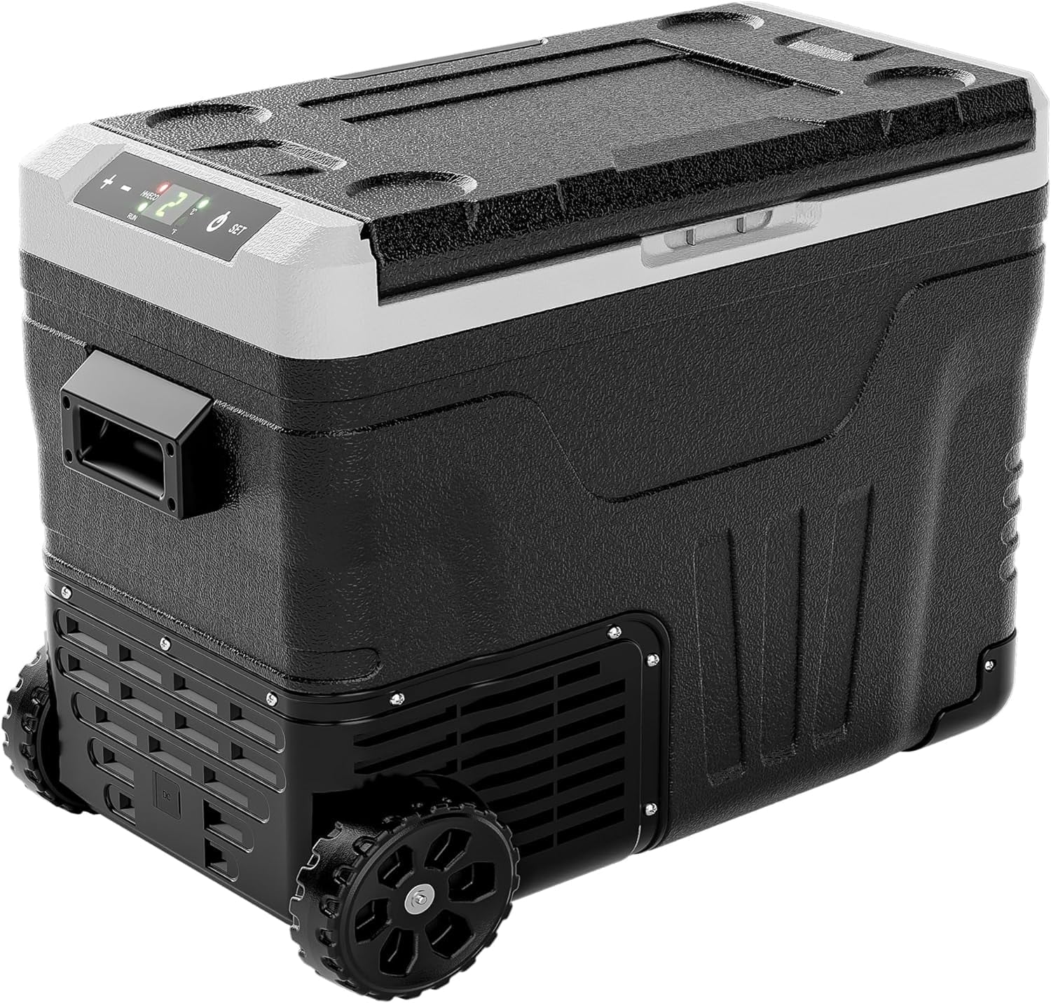 EUHOMY 12 Volt Refrigerator, 52QT Electric Cooler, Portable Freezer 12V/24V DC 110-240V AC, 12V Fridge -4℉~68℉, 12V Cooler with Wheels & 2 Baskets for Travel, Truck, Boat, Camping