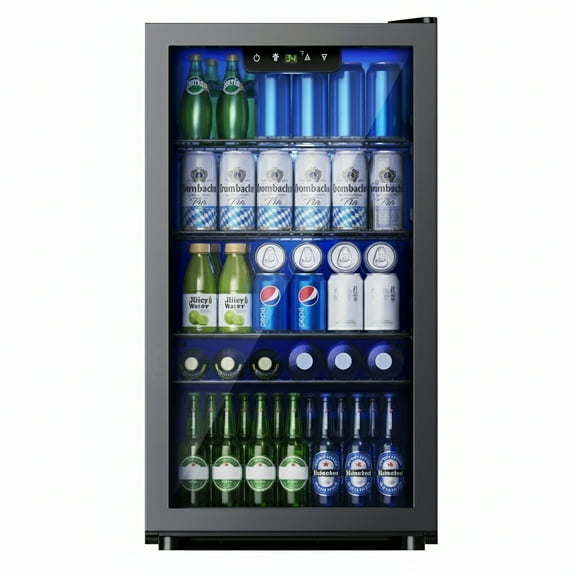EUHOMY 3.2 Cu.ft Beverage Refrigerator: Your Ultimate 125 Can Cooler for Effortless Entertainment, Black