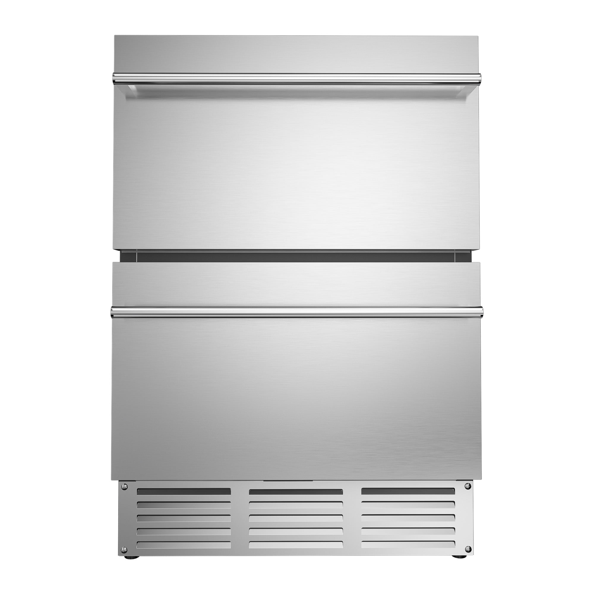 EUHOMY 23.5 Inch Under Counter Double Drawer Fridge, Weather Proof Stainless Steel Outdoor Beverage Refrigerator for Patio, Built-in Beverage Fridge