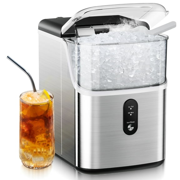 EUHOMY 34.5 lbs Nugget Ice Maker Portable Countertop, Ice Maker Machine with Self Cleaning