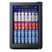 EUHOMY 95 Can Beverage Refrigerator and Mine Cooler with Glass Door with Adjustable Shelves