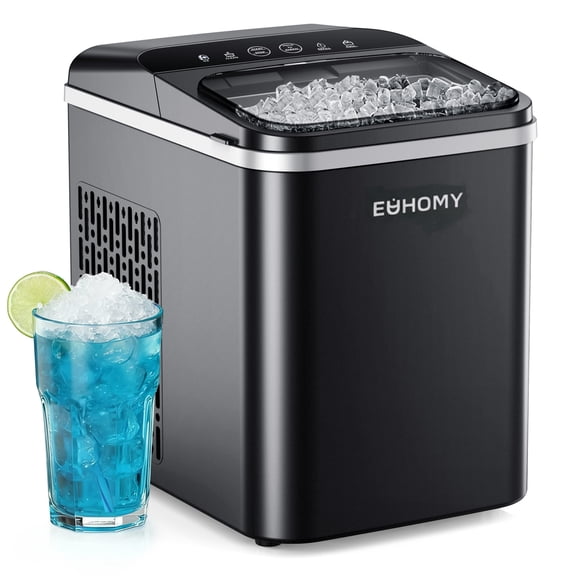 EUHOMY Chewable Ice Maker Countertop, Nugget Ice Machine Produces 33 lbs Daily, Fast & Compact