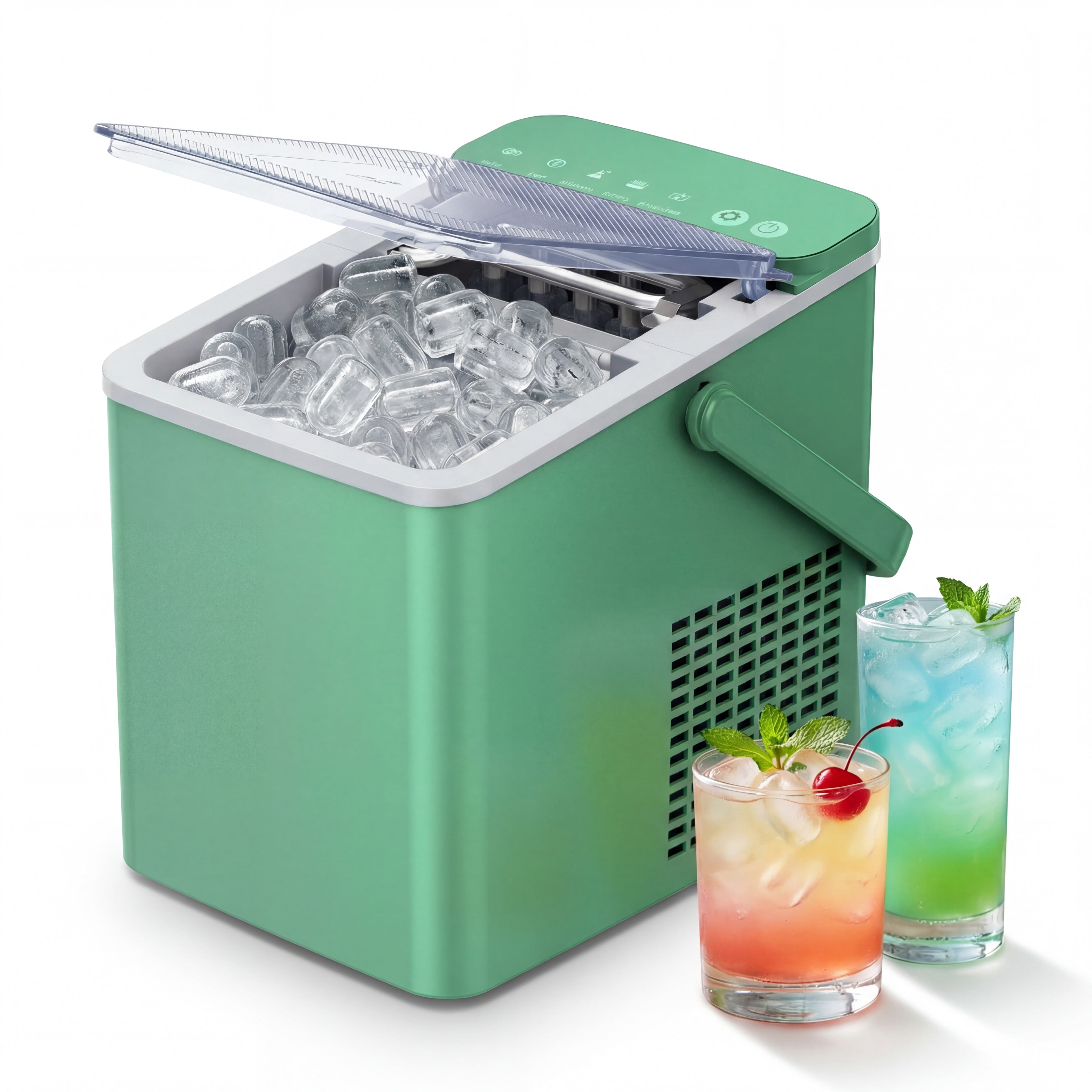 EUHOMY Countertop Ice Maker, 26 lbs/Day Portable Bullet Ice Machine, Self-Cleaning, Compact Design, Green