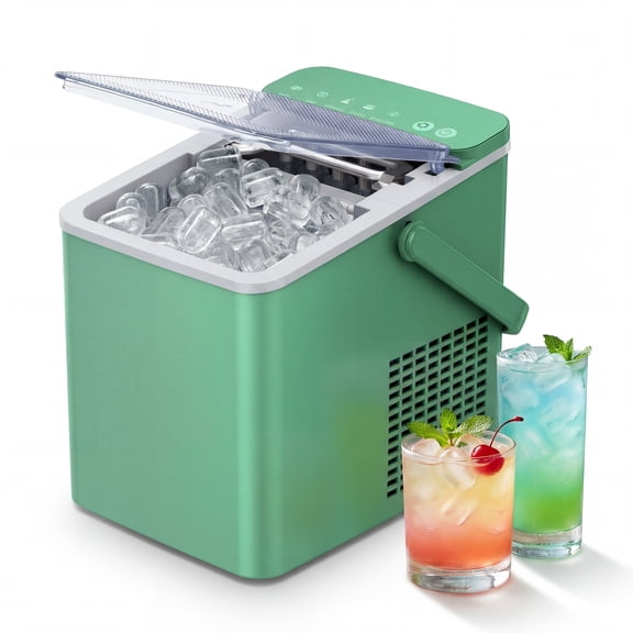 EUHOMY Countertop Bullet Ice Maker, Portable Ice Machine with Self-Cleaning, 26 lbs/Day, 6-Min Fast Ice, Green