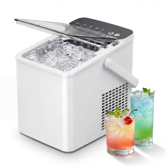 EUHOMY Countertop Bullet Ice Maker, Portable Ice Machine with Self-Cleaning, 26 lbs/Day, 6-Min Fast Ice, White