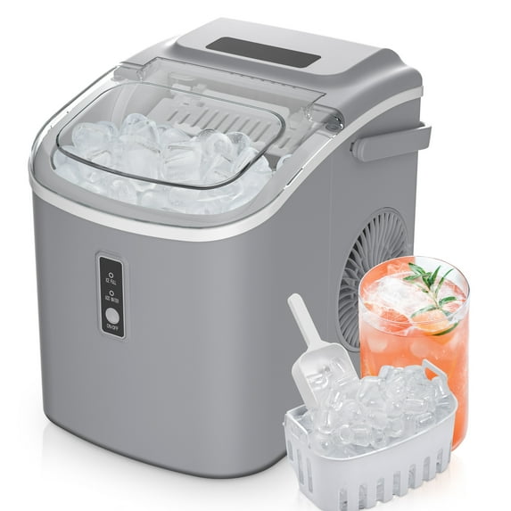 EUHOMY Countertop Ice Maker 26 lbs/Day Portable Self-Cleaning, 9 Bullet Ice in 6 Min, Gray