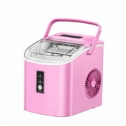 EUHOMY Countertop Ice Maker 26 lbs/Day Portable Self-Cleaning, 9 Bullet Ice in 6 Min, Pink