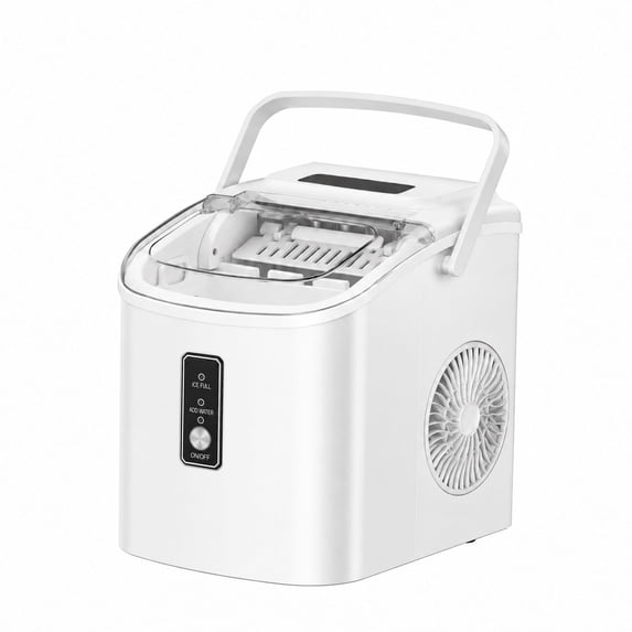 EUHOMY Countertop Ice Maker 26 lbs/Day Portable Self-Cleaning, 9 Bullet Ice in 6 Min, White