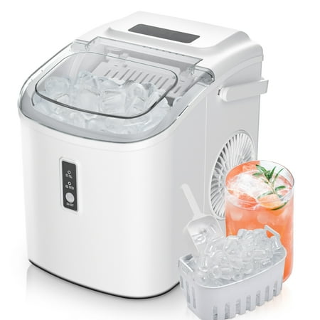 EUHOMY Countertop Ice Maker 26 lbs/Day Portable Self-Cleaning, 9 Bullet Ice in 6 Min, White