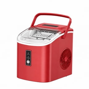 EUHOMY Countertop Ice Maker 26 lbs/Day Portable Self-Cleaning, 9 Bullet Ice in 6 Min, Red