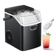 EUHOMY Countertop Nugget Ice Maker, 33Lbs/24H, Ready in 5 Mins, Self-Cleaning Portable Ice Machine, Black