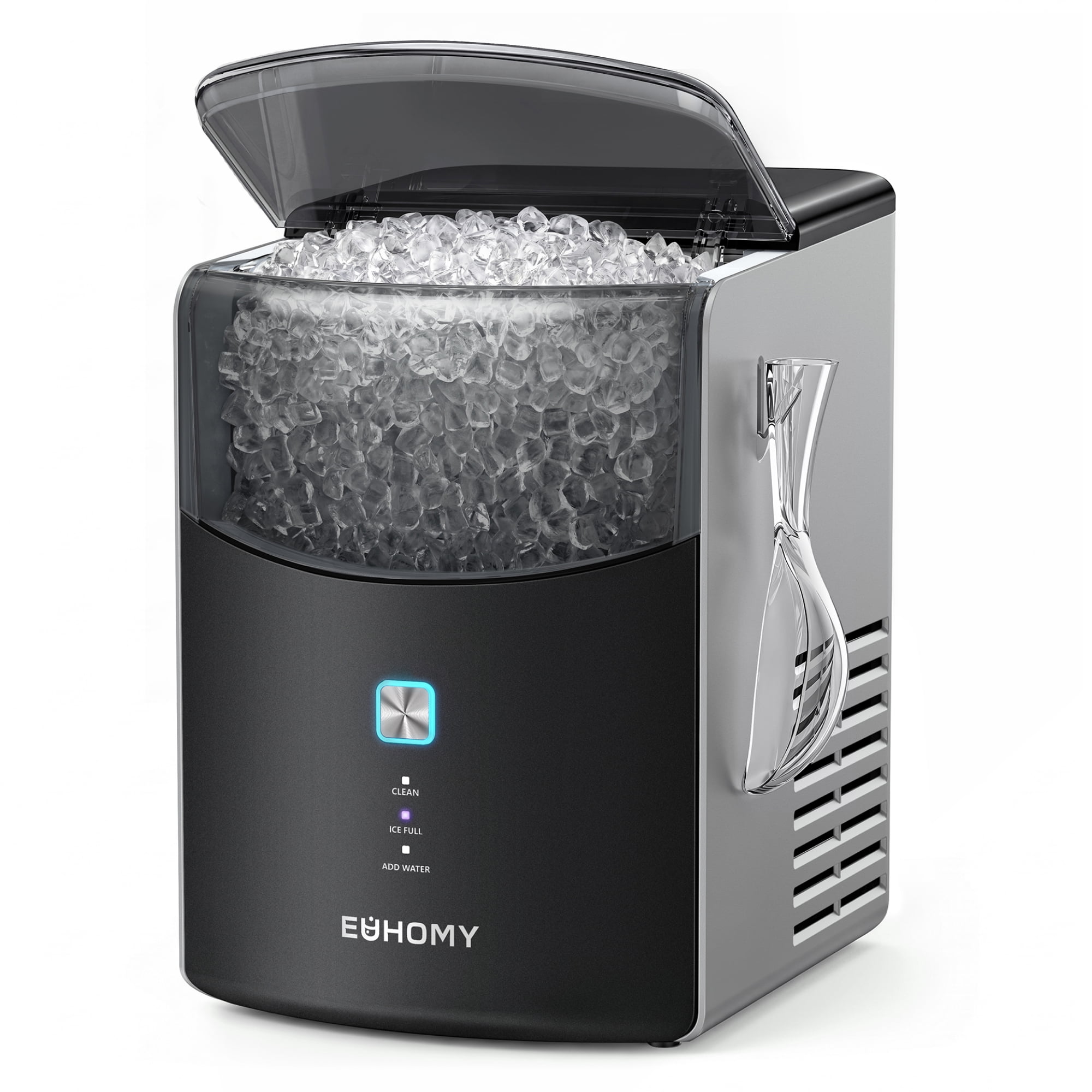 EUHOMY Countertop Nugget Ice Maker,36 lbs/24H ，Self-Cleaning, 30% Better Insulation, Quiet, Black