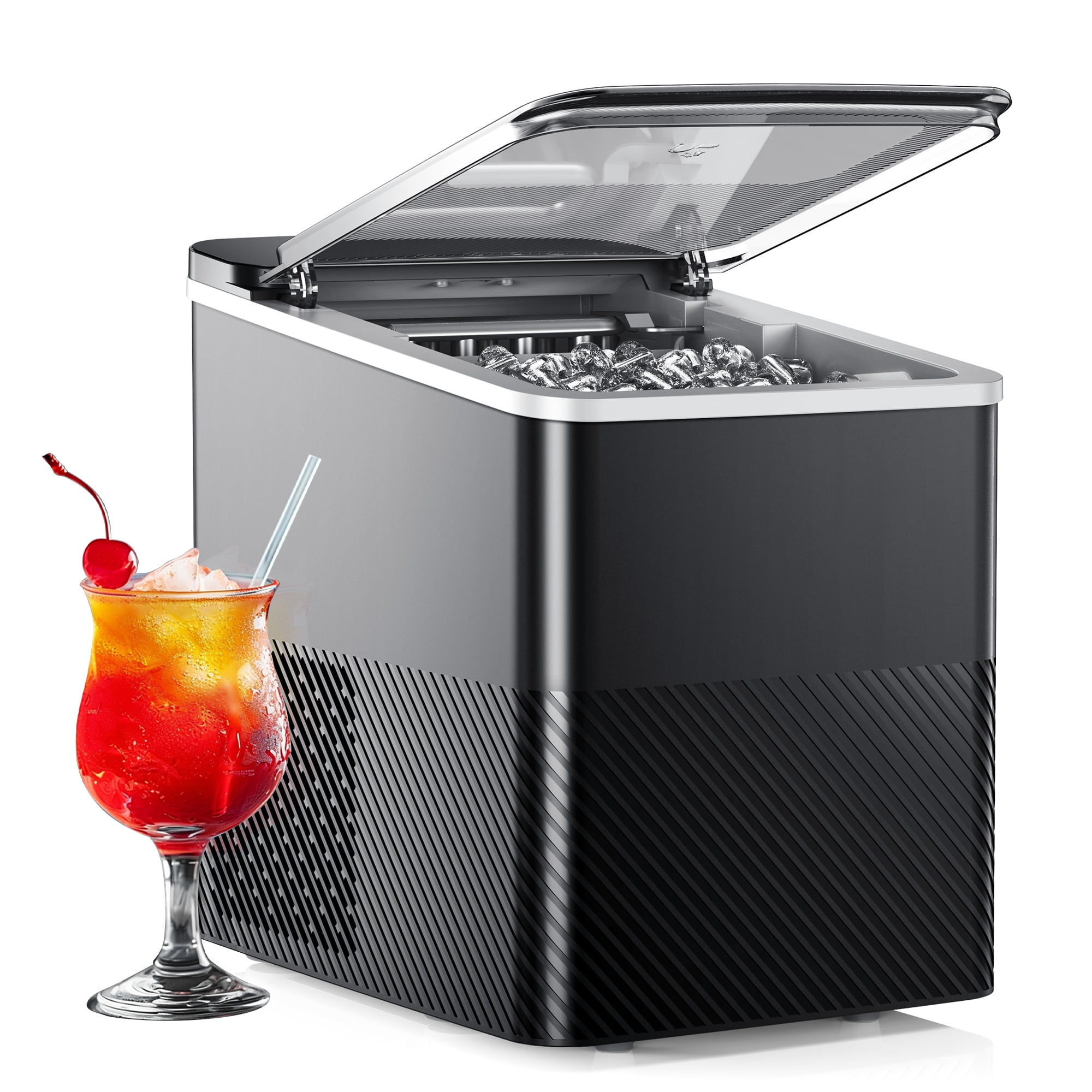 Walmart exclusive discounts  EUHOMY Ice Maker Countertop, Portable Bullet Ice Machine with Self Cleaning, 26.5 Lbs/24H, 2 Size of Bullet-Shipped Ice, Black